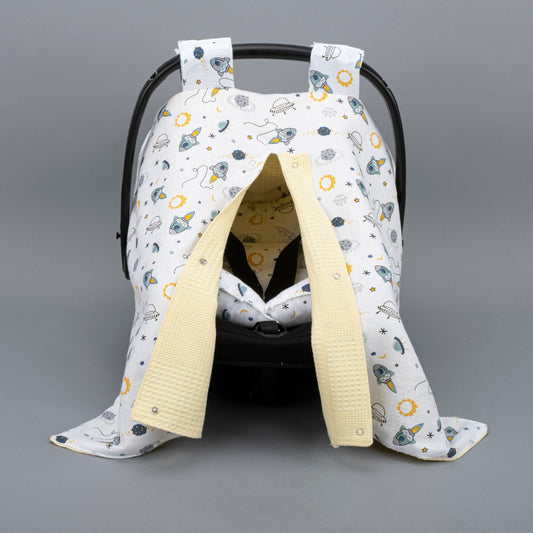 Stroller Cover Set - Double Side - Sarı Petek - Uzay