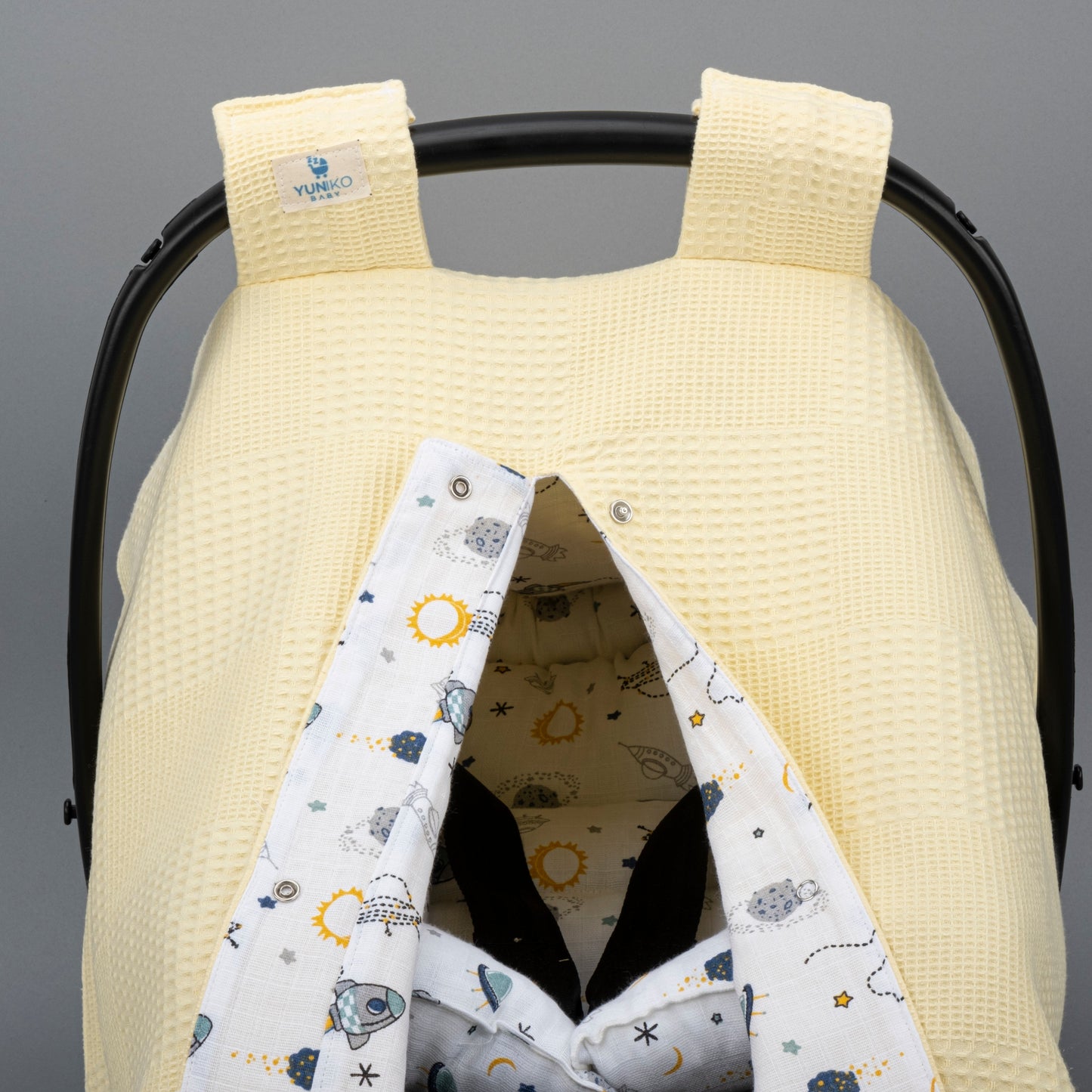 Stroller Cover Set - Double Side - Sarı Petek - Uzay