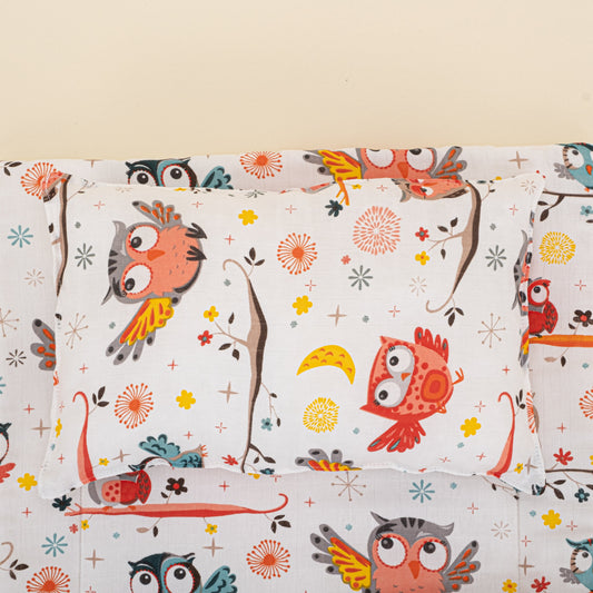 Double Sided Changing Pad and Pillow - Renkli Baykuşlar