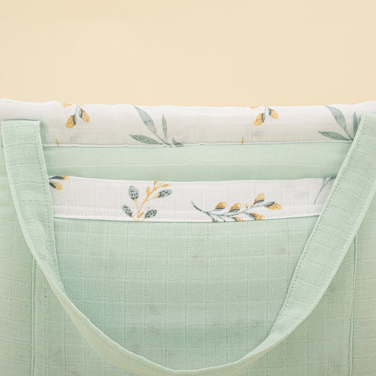 BeBaby Care Bag - Mint Muslin - Yapraklar