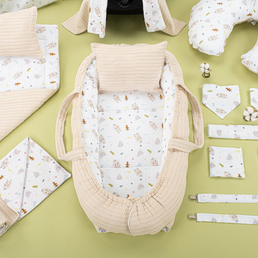 18 Piece Full Set - Double Sided - Sütlü Kahve Örgü - Minik Koyunlar