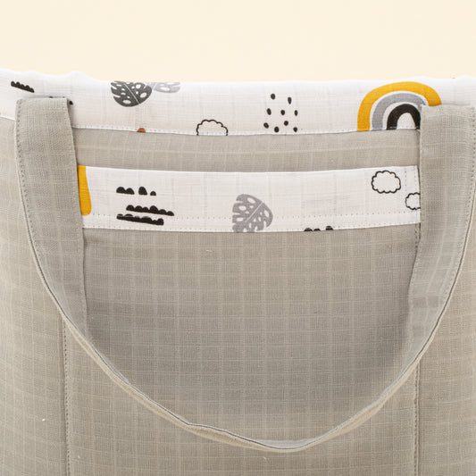 Baby Care Bag - Açık Gri Muslin - Hardal Gökkuşağı