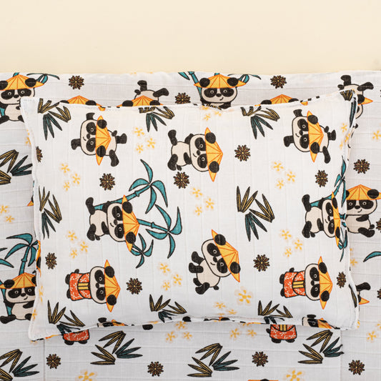 Double Sided Changing Pad and Pillow - Tropikal Panda
