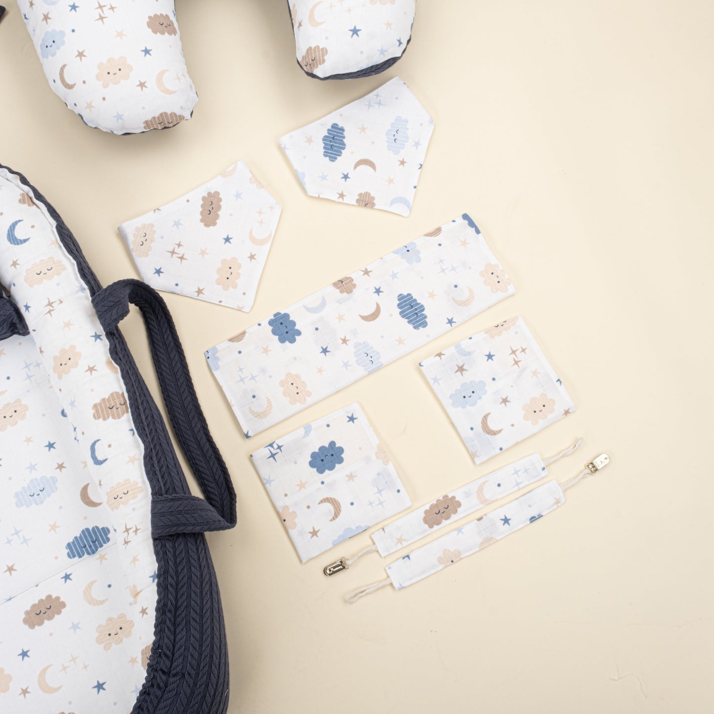 18 Piece Full Set - Double Sided - Lacivert Örgü - Mavi Bulut