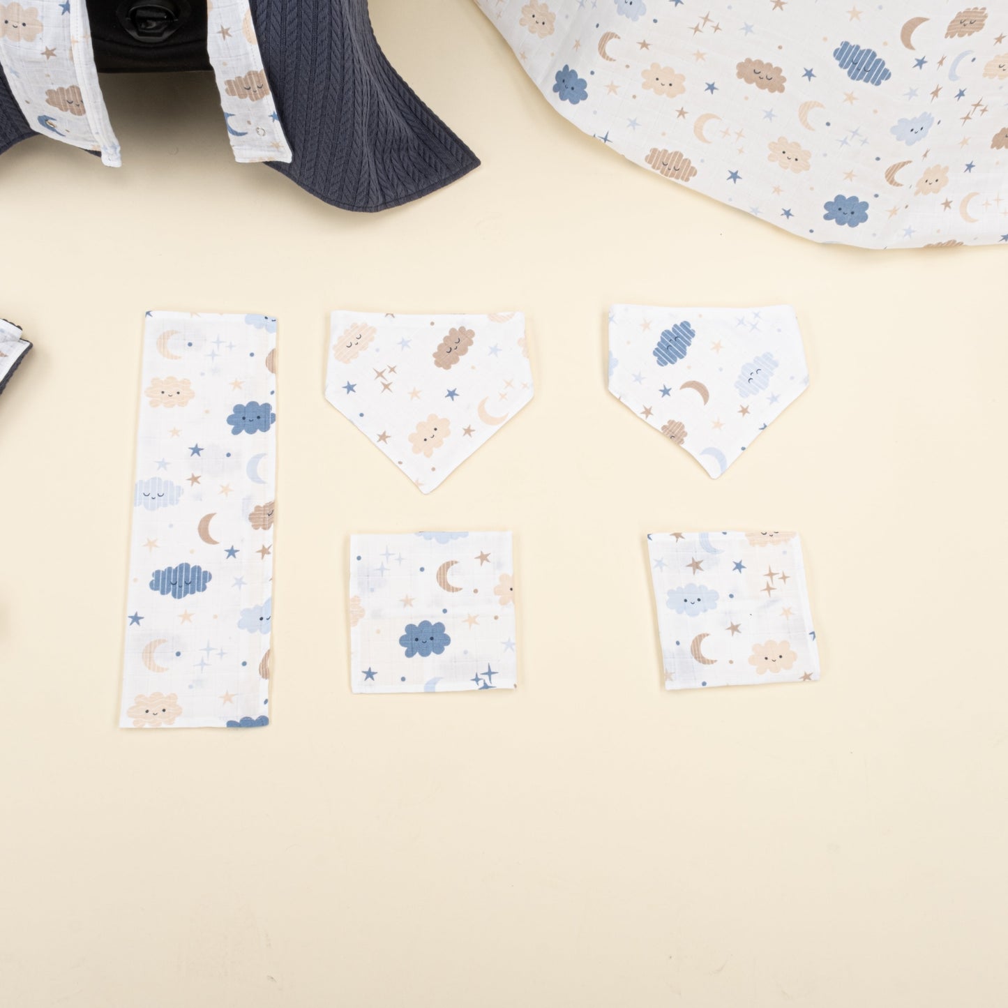 11 Piece - Newborn Sets - Double Sided - Winter - Lacivert Örgü - Mavi Bulut