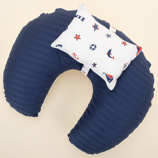 Double Sided Breastfeeding Pillow - Lacivert Saten - Bahriyeli