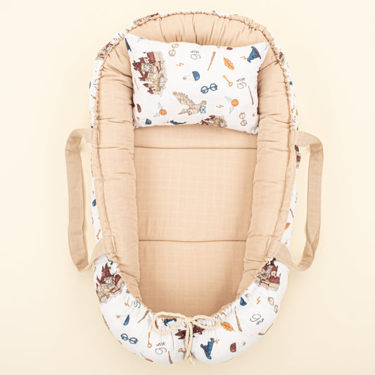 Babynest and Pillow - Çift Taraflı - Kumsal Beji Muslin - Harry