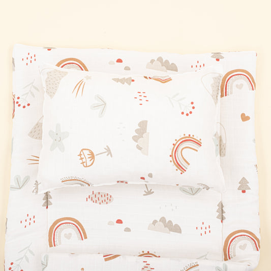 Double Sided Changing Pad and Pillow - Kahverengi Gökkuşağı