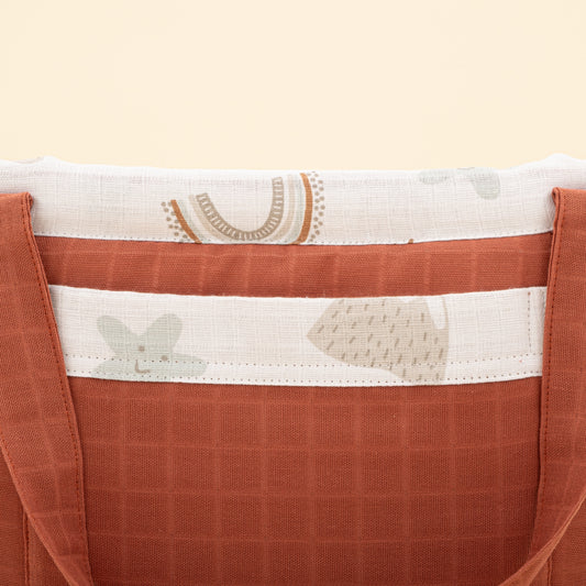 Baby Care Bag - Koyu Kiremit Muslin - Kahverengi Gökkuşağı