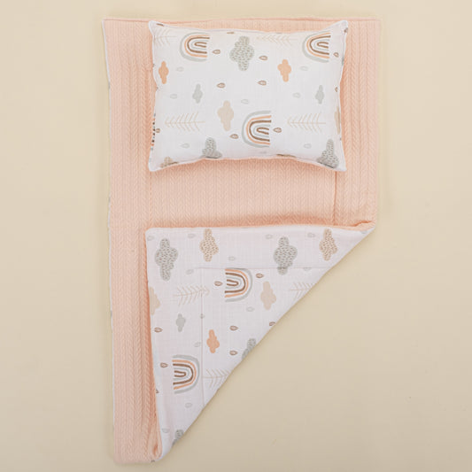 Double Sided Changing Pad and Pillow - Somon Örgü - Yeşil Gökkuşağı