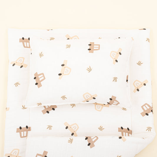 Double Sided Changing Pad and Pillow - Kahverengi Arabalar