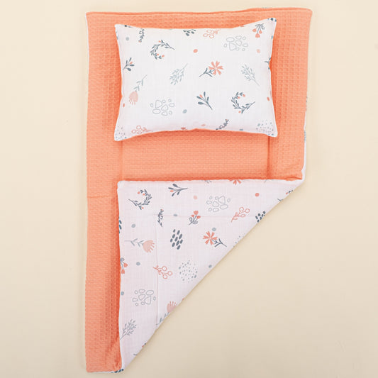 Double Sided Changing Pad and Pillow - Somon Petek - Yeşil Çiçekler