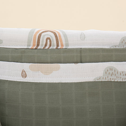 Baby Care Bag - Haki Muslin - Yeşil Gökkuşağı