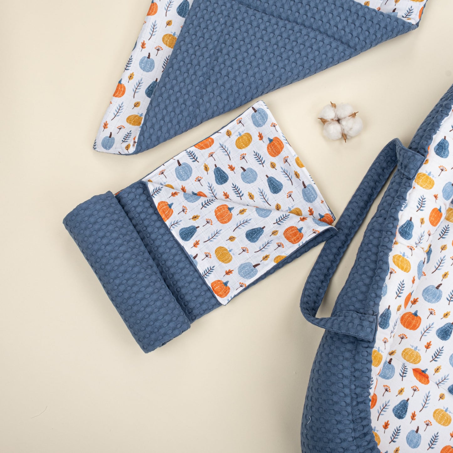 18 Piece Full Set - Double Sided - İndigo Havuz - Mavi Balkabağı