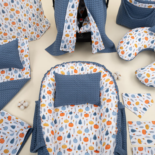 18 Piece Full Set - Double Sided - İndigo Havuz - Mavi Balkabağı