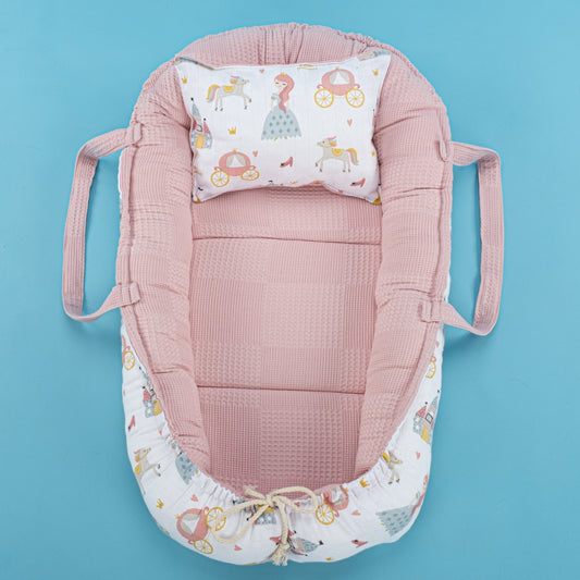 Babynest and Pillow - Çift Taraflı - Gül Kurusu Waffle - Sindirella