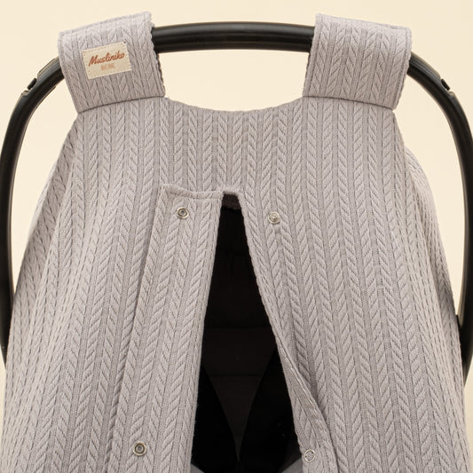 Stroller Cover Set - Single Side - Gri Örgü - Gri Muslin