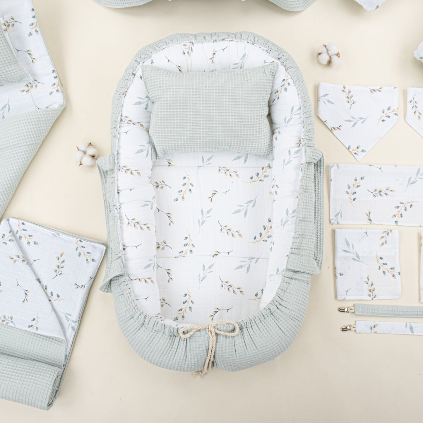 18 Piece Full Set - Double Sided - Açık Yeşil Petek - Yapraklar