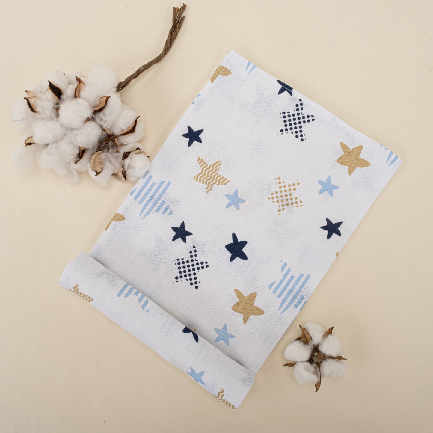 3 Piece Muslin Cover Set - Mavi Yıldız / Mavi Yıldız / Harf