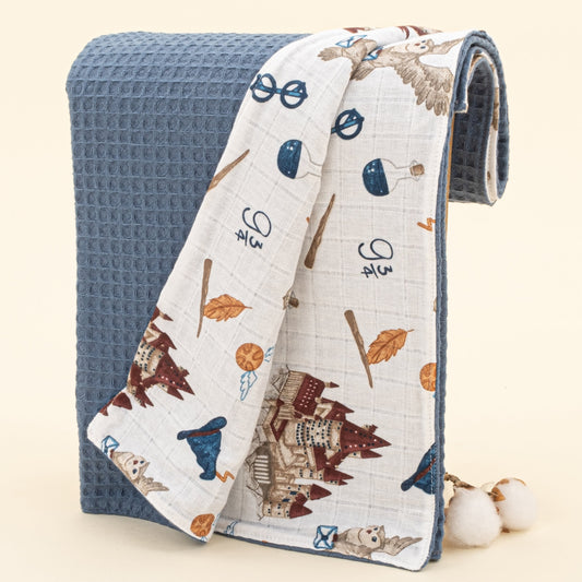 Double Sided Pique Blanket - İndigo Petek - Harry