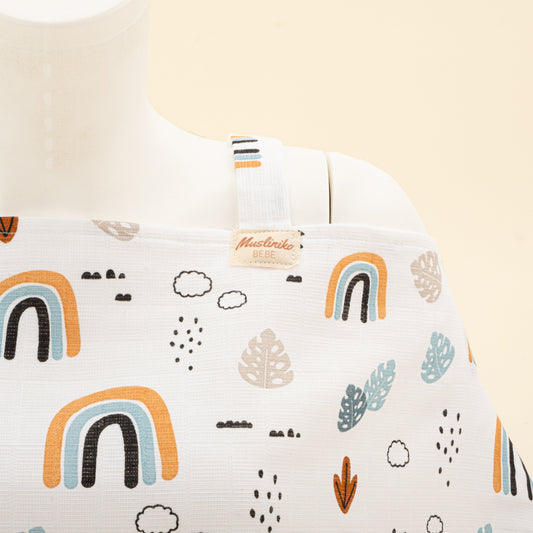 Breastfeeding Bib - Petrol Mavisi Gökkuşağı