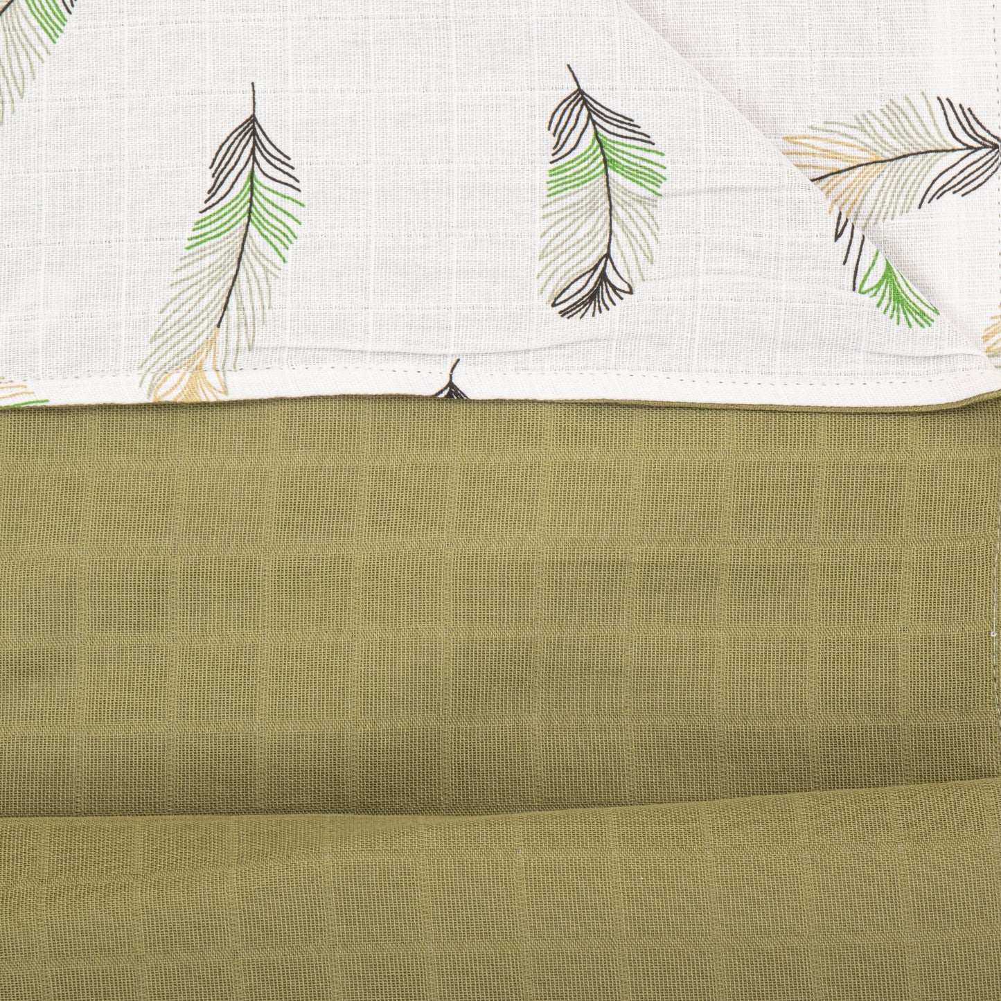 Double Side Muslin Cover - Koyu Fıstık Yeşili Muslin - Yeşil Tüy