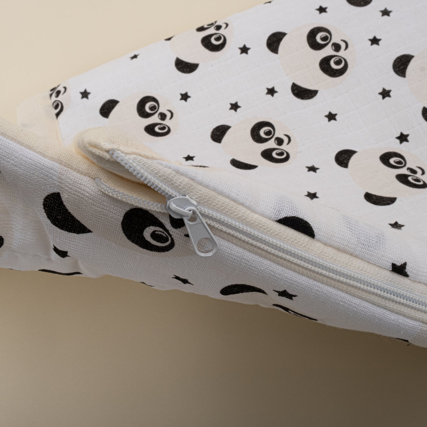 Sleeping Bag and Pillow - Krem Muslin - Panda