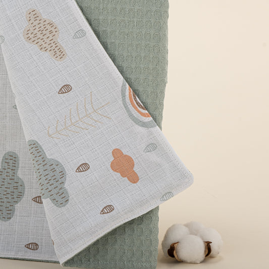Double Sided Pique Blanket - Yeşil Petek - Yeşil Gökkuşağı