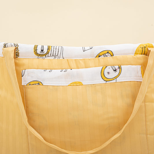 Baby Care Bag - Sarı Saten - Sarı Aslan