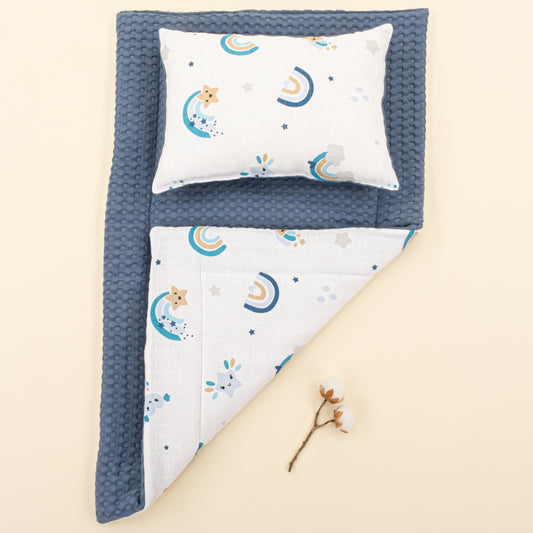 Double Sided Changing Pad and Pillow - İndigo Havuz - Mavi Gökkuşağı