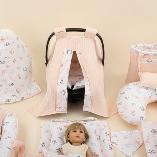 25 Piece Full Set - Double Sided - Somon Örgü - Yeşil Çiçekler