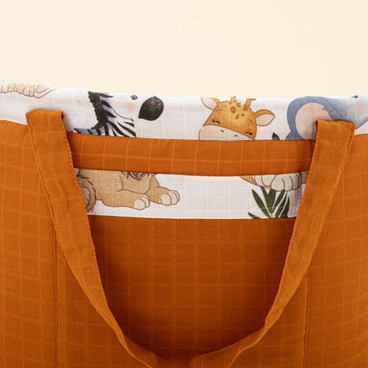 Baby Care Bag - Kiremit Muslin - Sevimli Hayvanlar