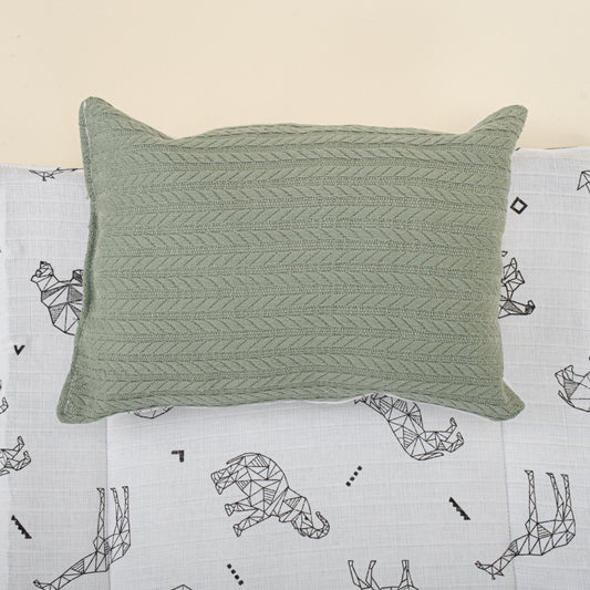 Double Sided Changing Pad and Pillow - Koyu Yeşil Örgü - Kaplan