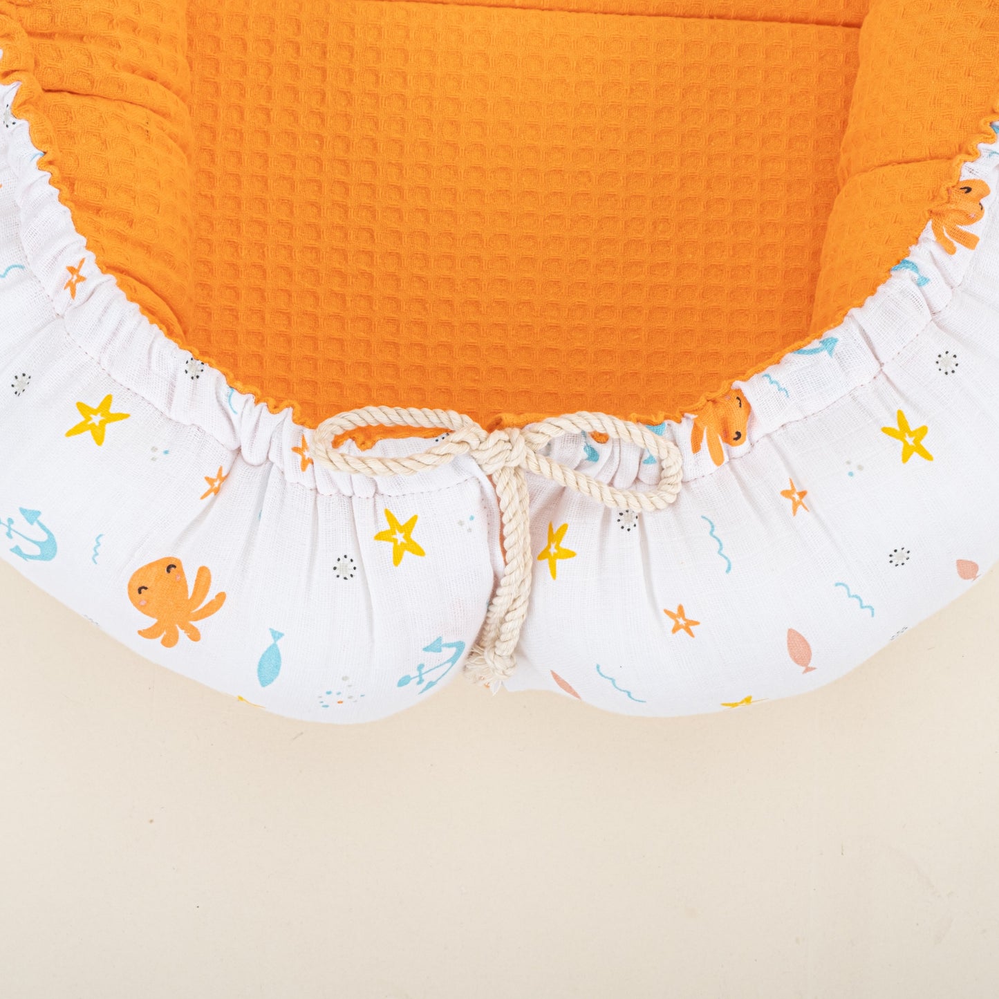 Babynest and Pillow - Çift Taraflı - Oranj Petek - Ahtapot