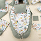 15 Piece Full Set - Newborn Sets - Green Muslin - Zoo