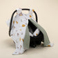 Stroller Cover Set - Double Side - Dark Green Knit - Galaxy and Letters
