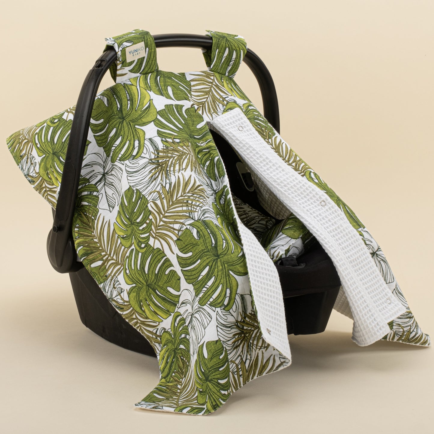 Stroller Cover Set - Double Side - White Honeycomb - Palm Leaves