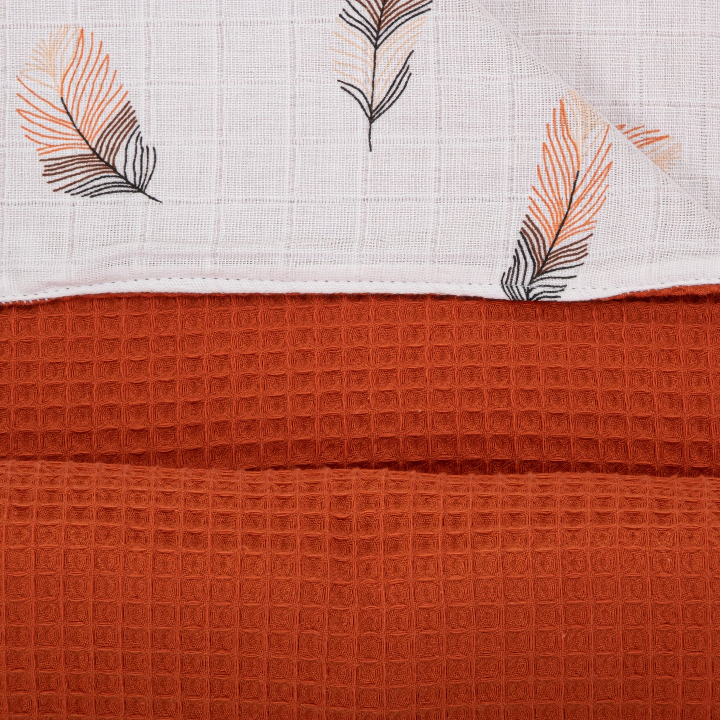 Pique Blanket - Double Side - Tile Honeycomb - Orange Feather