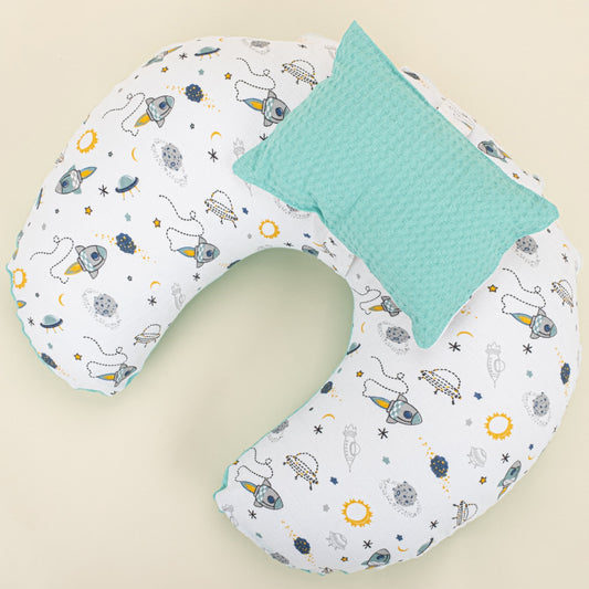 Double Sided Breastfeeding Pillow - Nil Yeşili Petek - Uzay
