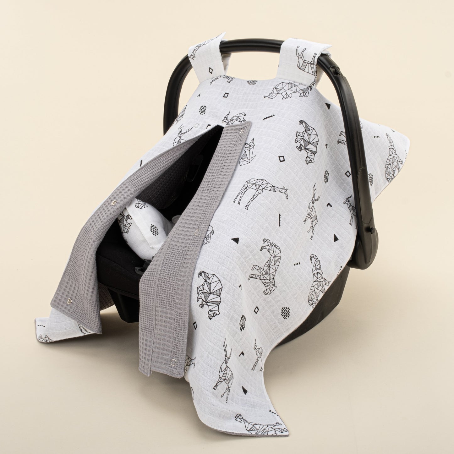 Stroller Cover Set - Double Side - Gri Waffle - Kaplan