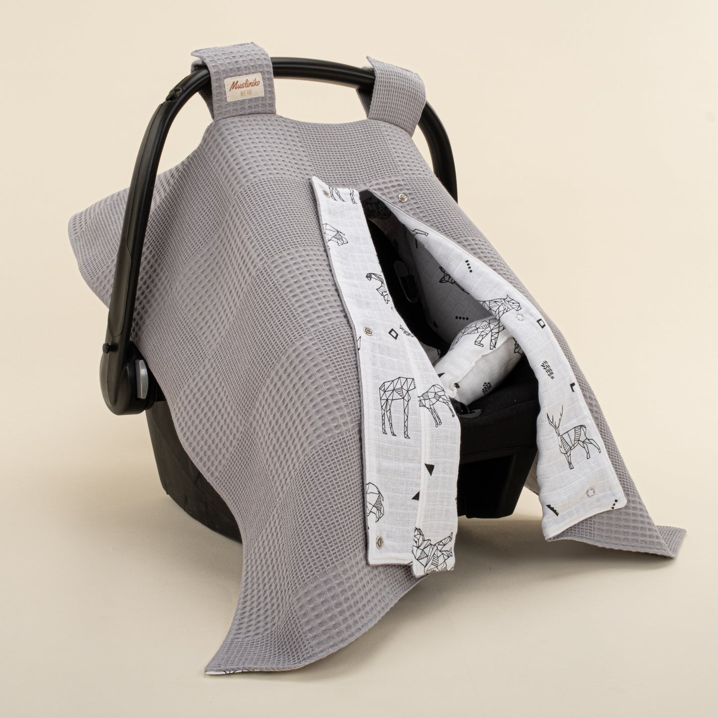 Stroller Cover Set - Double Side - Gri Waffle - Kaplan