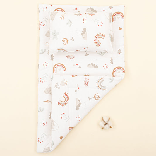 Double Sided Changing Pad and Pillow - Kahverengi Gökkuşağı