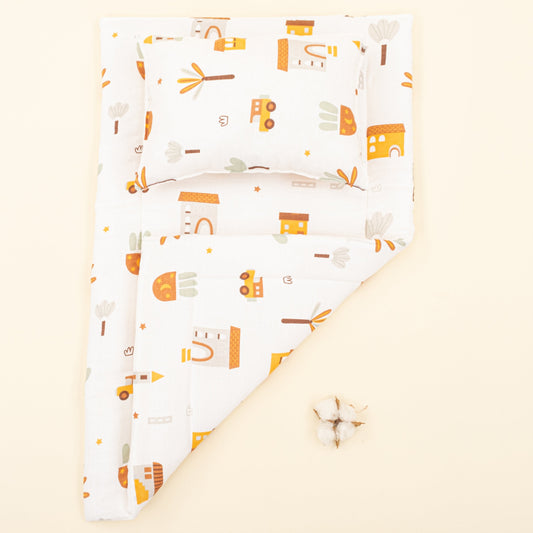 Double Sided Changing Pad and Pillow  - Sarı Ev
