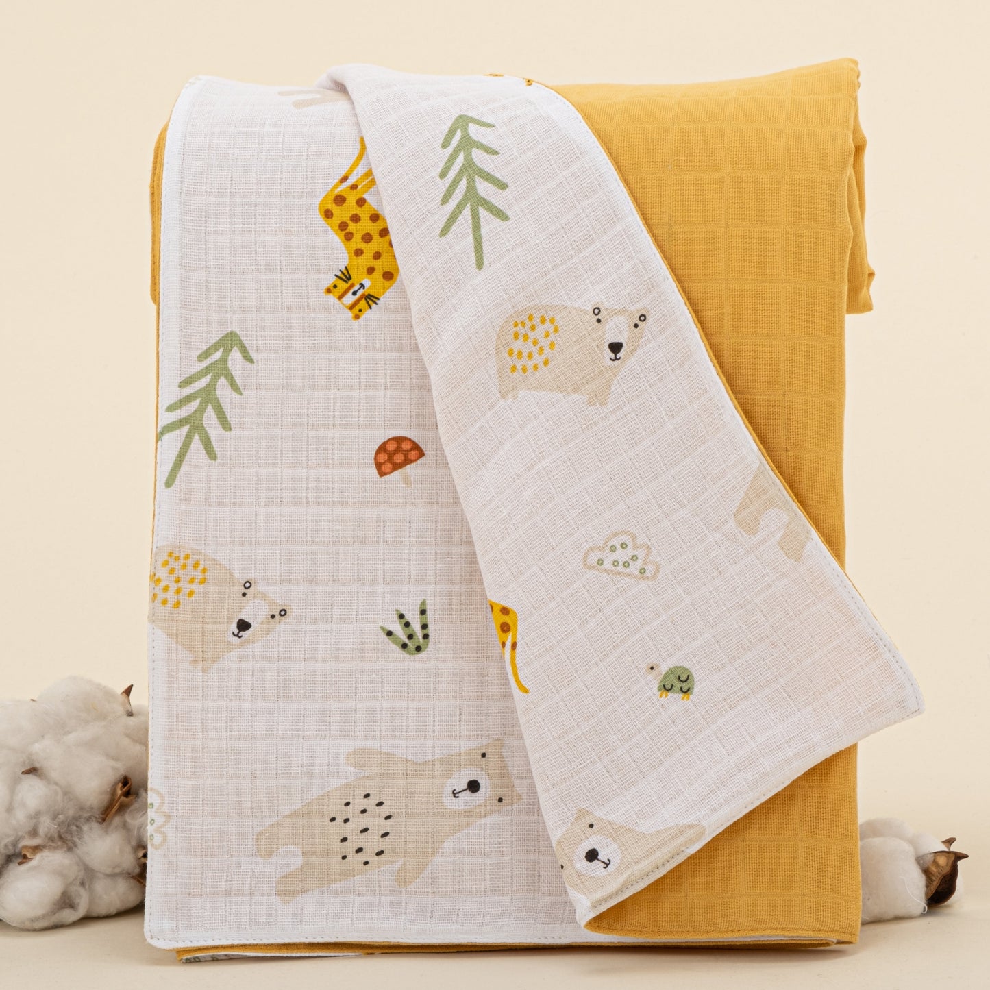 Double Side Muslin Cover - Hardal Muslin - Aslan