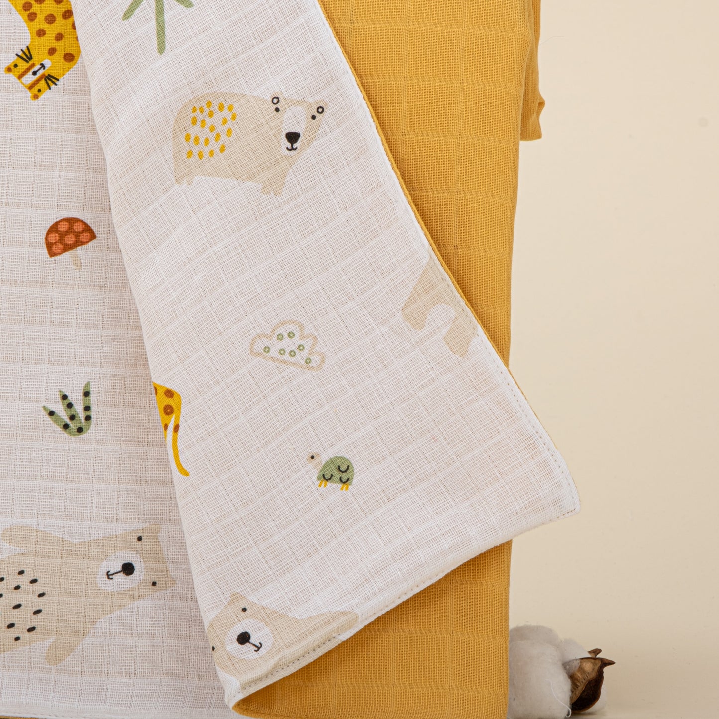 Double Side Muslin Cover - Hardal Muslin - Aslan