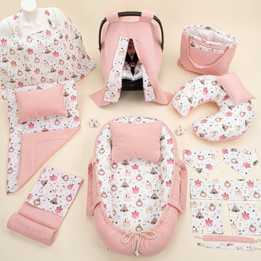 18 Piece Full Set - Double Sided - Pembe Petek - Pembe Ayıcıklar