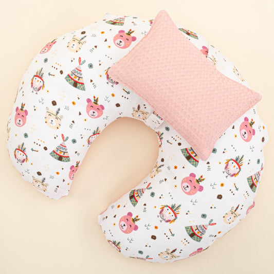 Double Sided Breastfeeding Pillow - Pembe Petek - Pembe Ayıcıklar