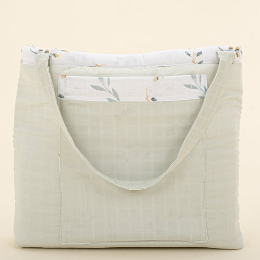 Baby Care Bag - Açık Yeşil Muslin - Yapraklar