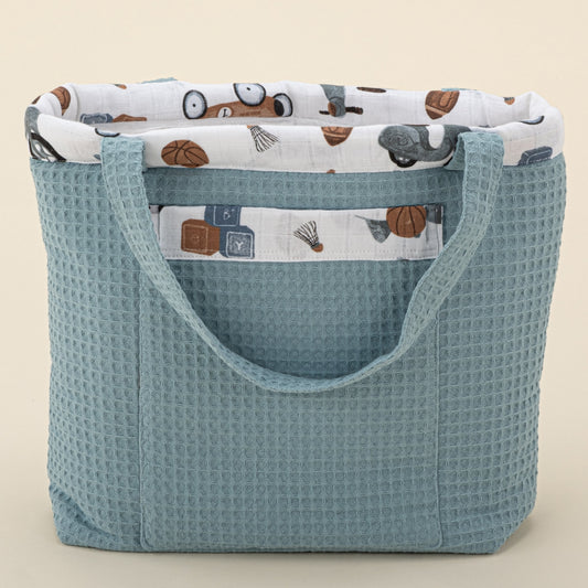 Baby Care Bag - Petrol Mavisi Petek - Araçlar