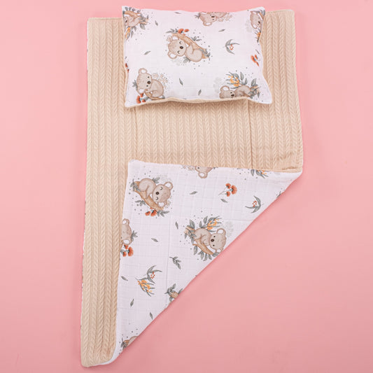 Double Sided Changing Pad and Pillow - Krem Örgü - Koala